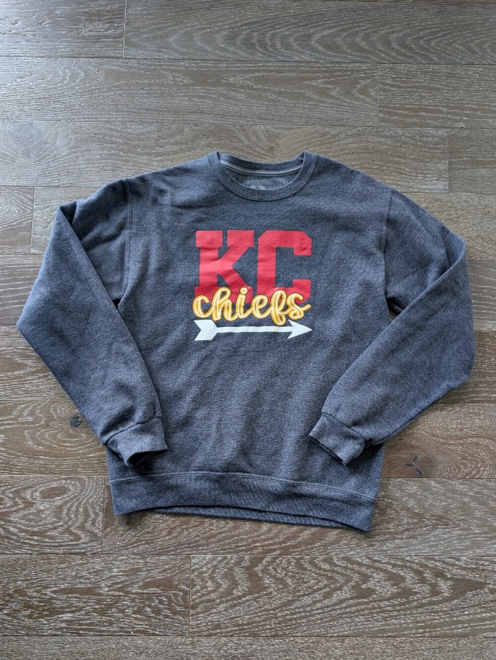 KC Kansas City Chiefs Charcoal Crewneck Size Small